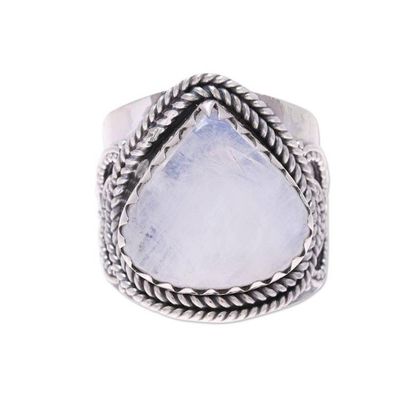 Alternate image for Teardrop Rainbow Moonstone and Sterling Silver Cocktail Ring Gorgeous Glacier