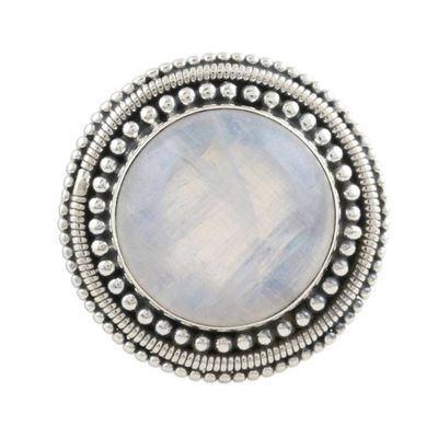 Alternate image for Rainbow Moonstone Cabochon Cocktail Ring Moonbeams in the Mist