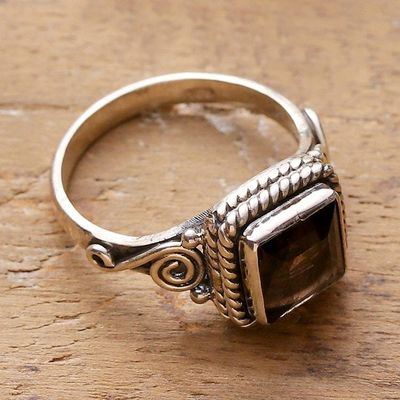 Primary image for Smoky Quartz and Sterling Silver Cocktail Ring Mystic Magic