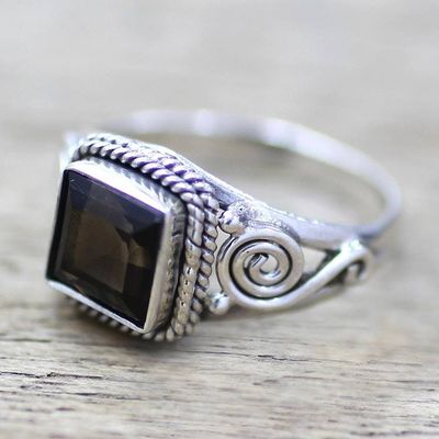 Alternate image for Smoky Quartz and Sterling Silver Cocktail Ring Mystic Magic