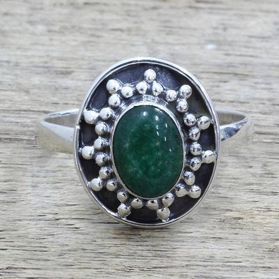 Primary image for Sterling Silver Green Quartz Cocktail Ring from India Misty Sun