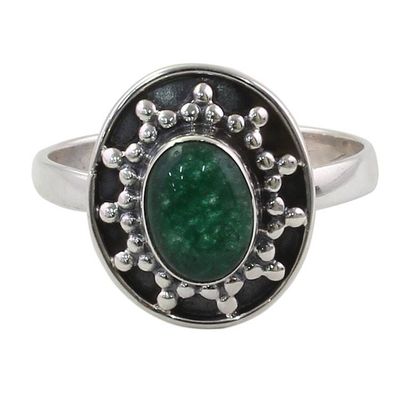 Alternate image for Sterling Silver Green Quartz Cocktail Ring from India Misty Sun