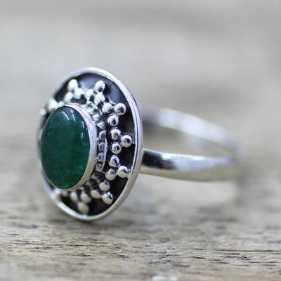 Alternate image for Sterling Silver Green Quartz Cocktail Ring from India Misty Sun
