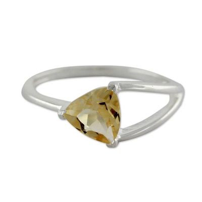 Alternate image for Solitaire Citrine Ring Crafted in Sterling Silver Love Triangle