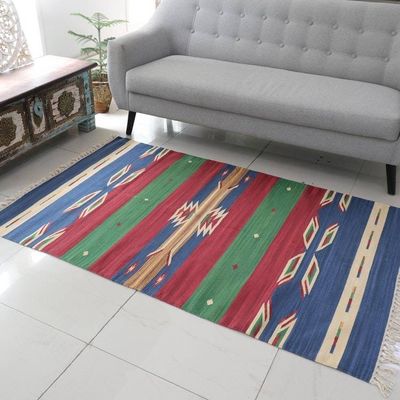 Alternate image for Artisan Crafted Cotton Area Rug 4x6 Sky Fantasy