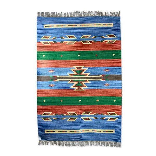 Alternate image for Artisan Crafted Cotton Area Rug 4x6 Sky Fantasy