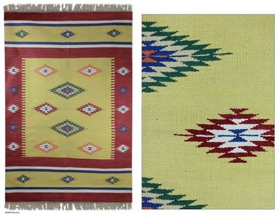 Alternate image for Cotton dhurrie rug 4x6 Morning Star
