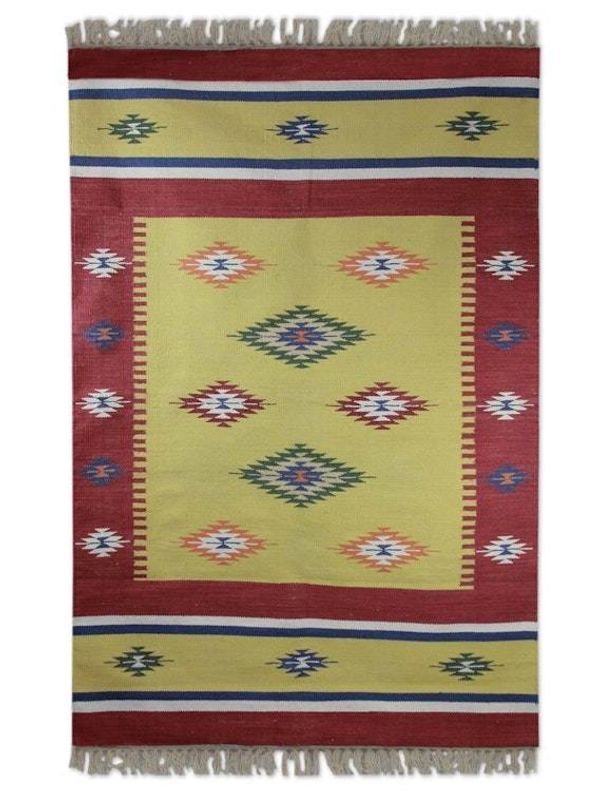Alternate image for Cotton dhurrie rug 4x6 Morning Star