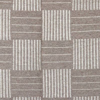 Alternate image for Indian Wool Area Rug with Checkered Pattern in Grey 3x5 Modern Grey