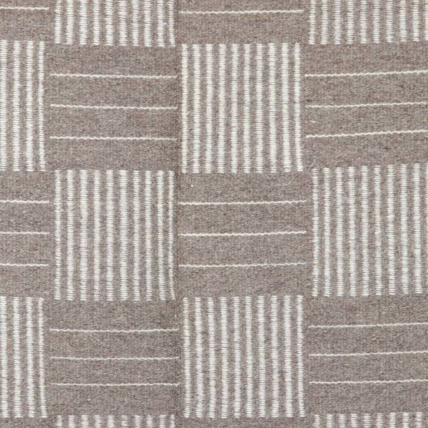 Alternate image for Indian Wool Area Rug with Checkered Pattern in Grey 3x5 Modern Grey