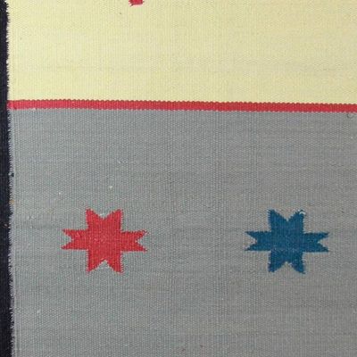 Alternate image for Cotton Dhurrie Rug from India 4x6.5 Star Song