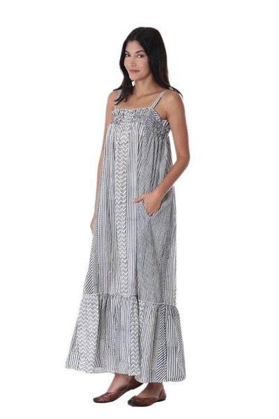 Alternate image for Black and White Cotton Sundress from India Mumbai Designs