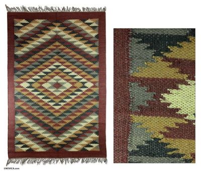Alternate image for Jute Area Rug 4x6 Earth Stars in Flight