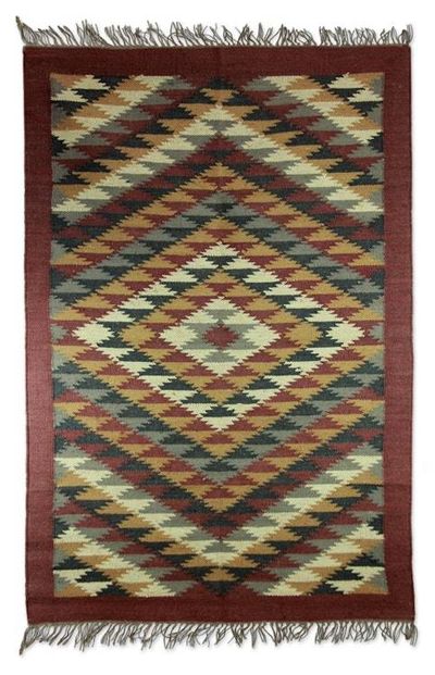 Alternate image for Jute Area Rug 4x6 Earth Stars in Flight