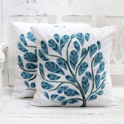 Primary image for Cotton Cushion Covers with Acrylic Tree Embroidery Pair Tree of Life