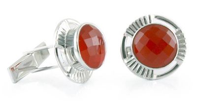 Alternate image for Sterling Silver Carnelian Cufflinks Modern Sun