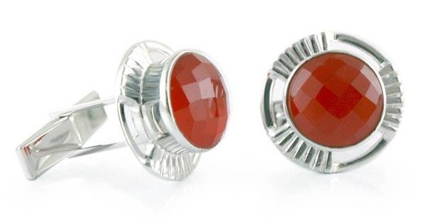 Alternate image for Sterling Silver Carnelian Cufflinks Modern Sun