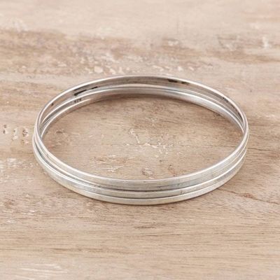 Primary image for Set of Four Sterling Silver Bangle Bracelets from India Fascinating Connection