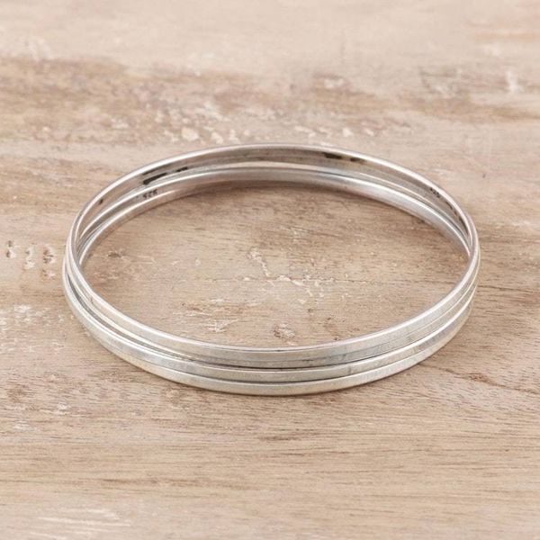 Alternate image for Set of Four Sterling Silver Bangle Bracelets from India Fascinating Connection