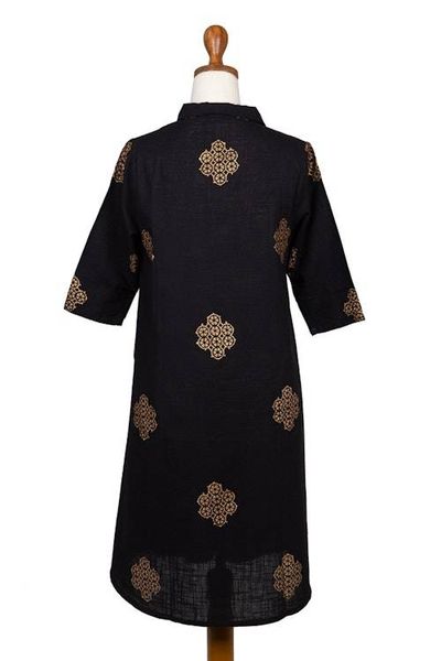 Alternate image for Block-Printed Cotton Blend Shirt Dress A Stitch in Time in Black