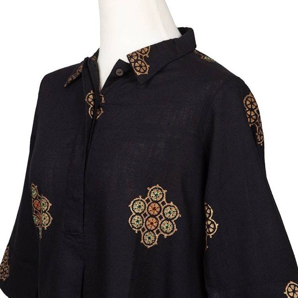 Alternate image for Block-Printed Cotton Blend Shirt Dress A Stitch in Time in Black