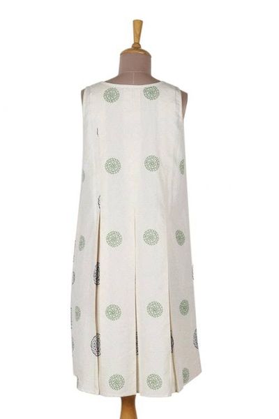 Alternate image for Block-Printed Cotton A-Line Dress Flower Dance