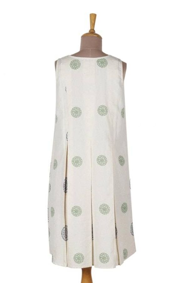 Alternate image for Block-Printed Cotton A-Line Dress Flower Dance