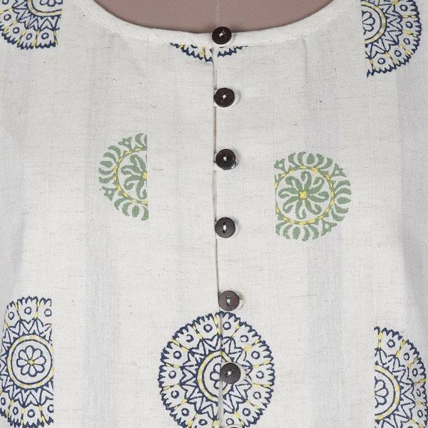 Alternate image for Block-Printed Cotton A-Line Dress Flower Dance