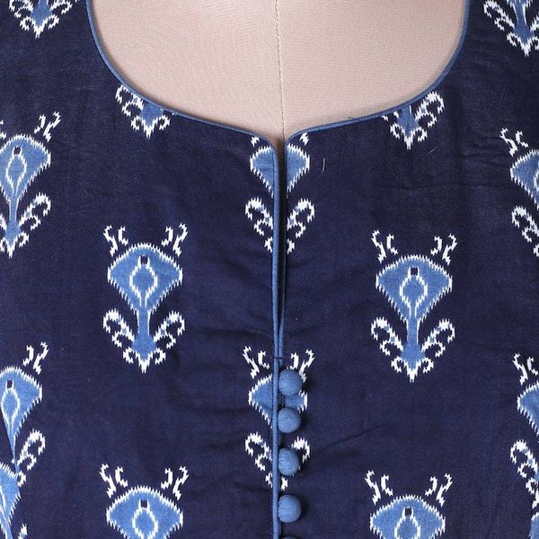 Alternate image for Patterned Blue and Midnight Cotton A-Line Dress Midnight Duchess