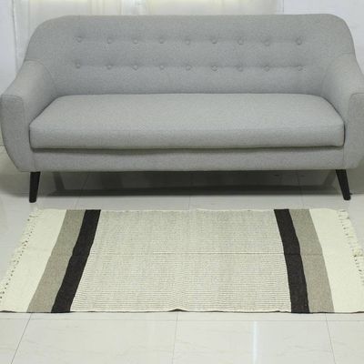 Alternate image for Handwoven Striped Wool Area Rug 3x5 from India Cool Charm