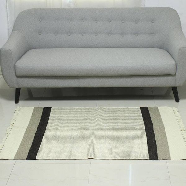 Alternate image for Handwoven Striped Wool Area Rug 3x5 from India Cool Charm