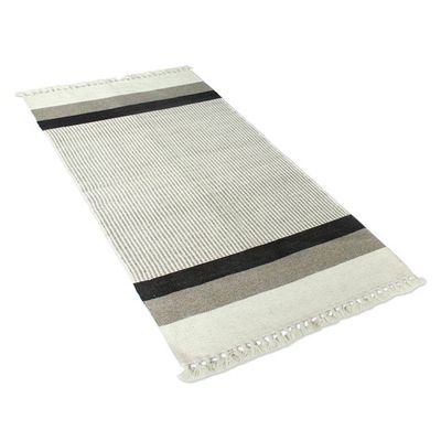Alternate image for Handwoven Striped Wool Area Rug 3x5 from India Cool Charm