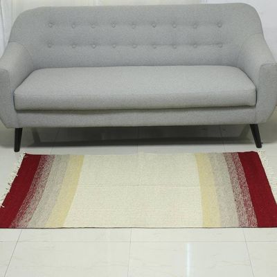 Alternate image for Handwoven Wool Area Rug with Red Borders 3x5 from India Red Fusion