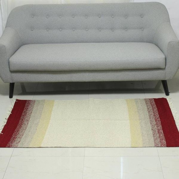 Alternate image for Handwoven Wool Area Rug with Red Borders 3x5 from India Red Fusion