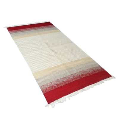 Alternate image for Handwoven Wool Area Rug with Red Borders 3x5 from India Red Fusion