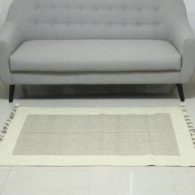 Alternate image for Handwoven Wool Area Rug with Ivory Borders 3x5 from India Ivory Bliss