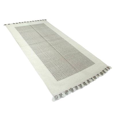 Alternate image for Handwoven Wool Area Rug with Ivory Borders 3x5 from India Ivory Bliss