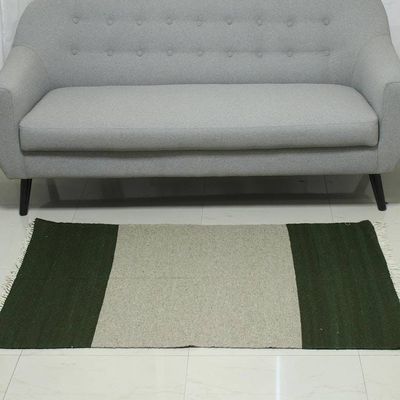 Alternate image for Handwoven Wool Area Rug in Moss and Ivory 3x5 from India Mossy Shore