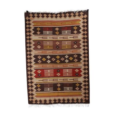 Alternate image for Handloomed Traditional Warm-Toned Wool Area Rug 4x6 Splendor Memoirs