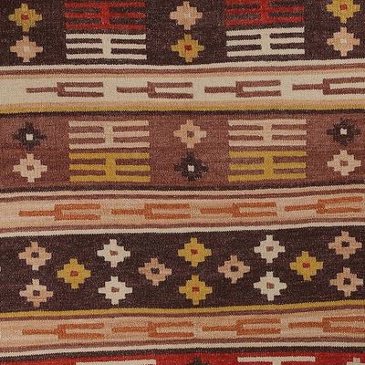 Alternate image for Handloomed Traditional Warm-Toned Wool Area Rug 4x6 Splendor Memoirs
