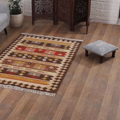 Alternate image for Handloomed Traditional Warm-Toned Wool Area Rug 4x6 Splendor Memoirs
