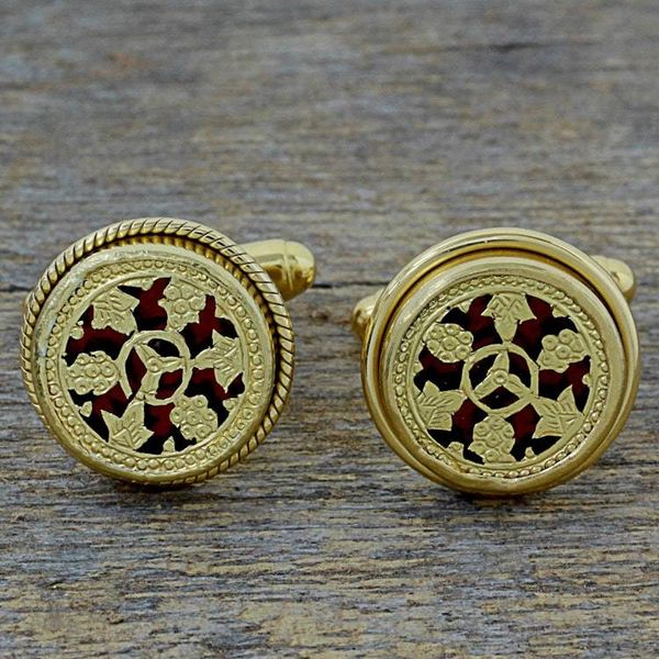 Alternate image for Hand Made Gold Plated Floral Cufflinks from India Floral Wheels