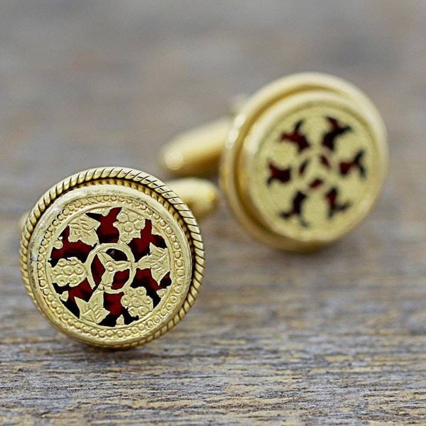 Alternate image for Hand Made Gold Plated Floral Cufflinks from India Floral Wheels