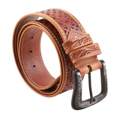 Alternate image for Tooled Mens Leather Belt Crosscheck