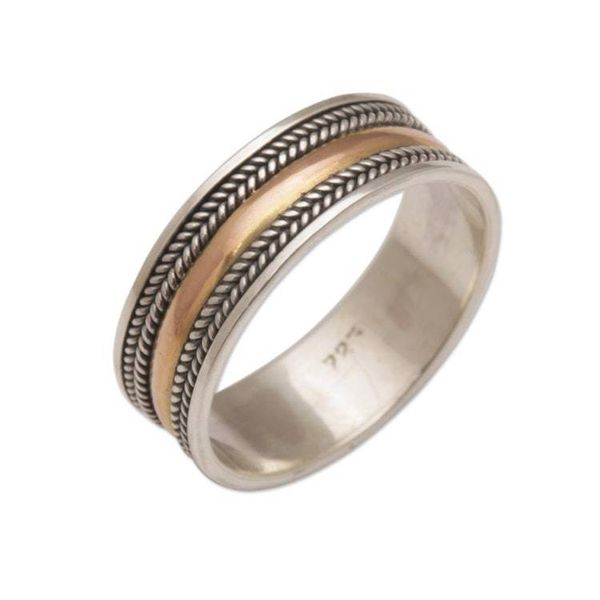 Alternate image for 18k Gold Accent Sterling Silver Band Ring from Bali Way of Gold