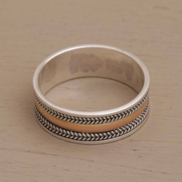 Alternate image for 18k Gold Accent Sterling Silver Band Ring from Bali Way of Gold