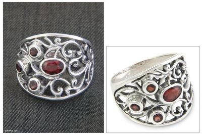 Alternate image for Sterling Silver and Garnet Ring from Indonesia Tree of Destiny