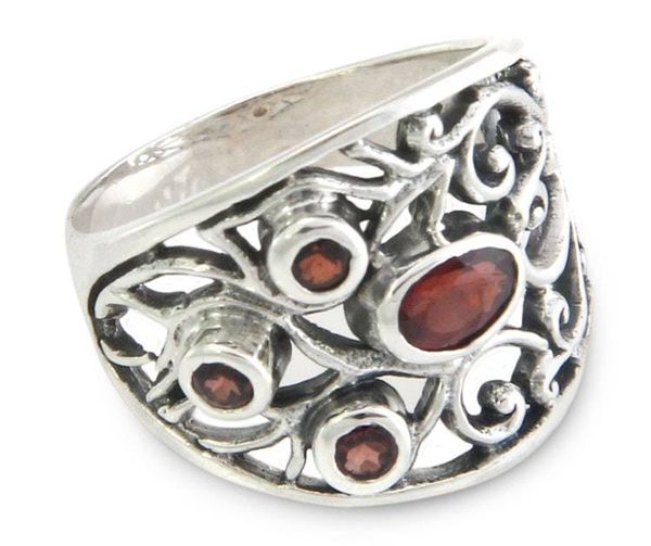 Alternate image for Sterling Silver and Garnet Ring from Indonesia Tree of Destiny