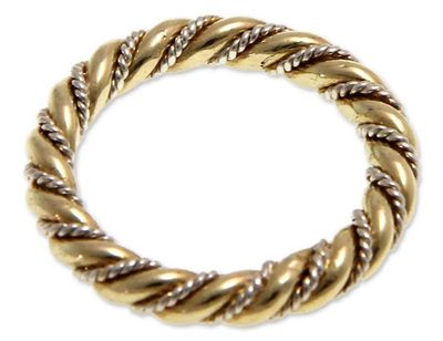 Alternate image for Handmade 18k Gold and Sterling Silver Band Ring Balinese Baroque
