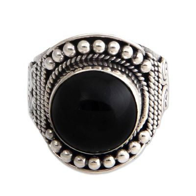 Alternate image for Unique Onyx and Silver Cocktail Ring from Indonesia Immortal Night